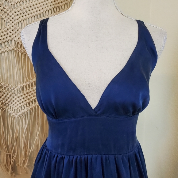 OPTIONS 100% Silk Royal Blue Mini Dress! Size S/M. - Picture 4 of 11